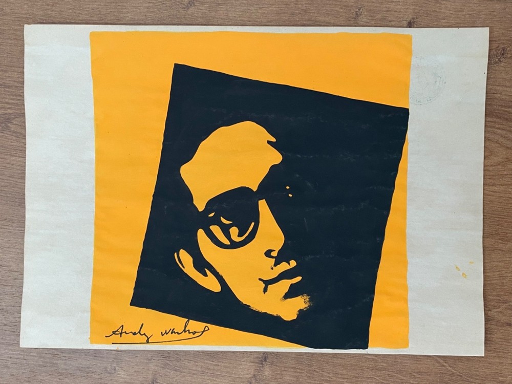 Andy warhol Drawing on paper (Handmade) signed and stamped