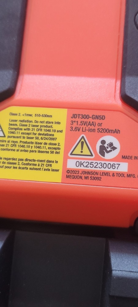 Johnson Level & Tool 5 Dot Laser, model JDT300-GN5D Self Leveling Kit