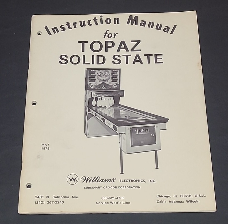 TOPAZ Shuffle Alley (Solid State) Manual, Williams