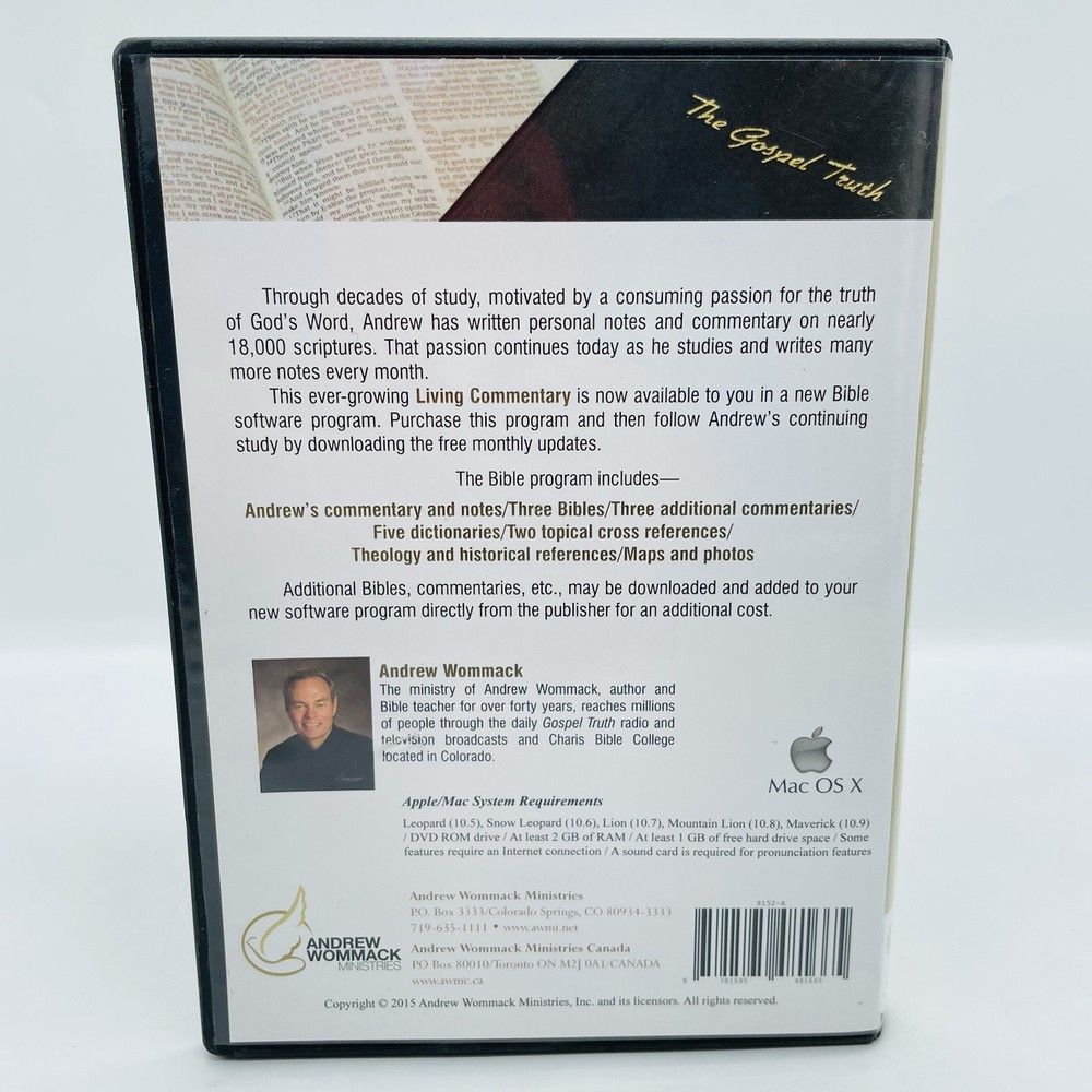 Andrew Wommack Living Commentary Bible Software Program DVD-ROM for MAC OS X