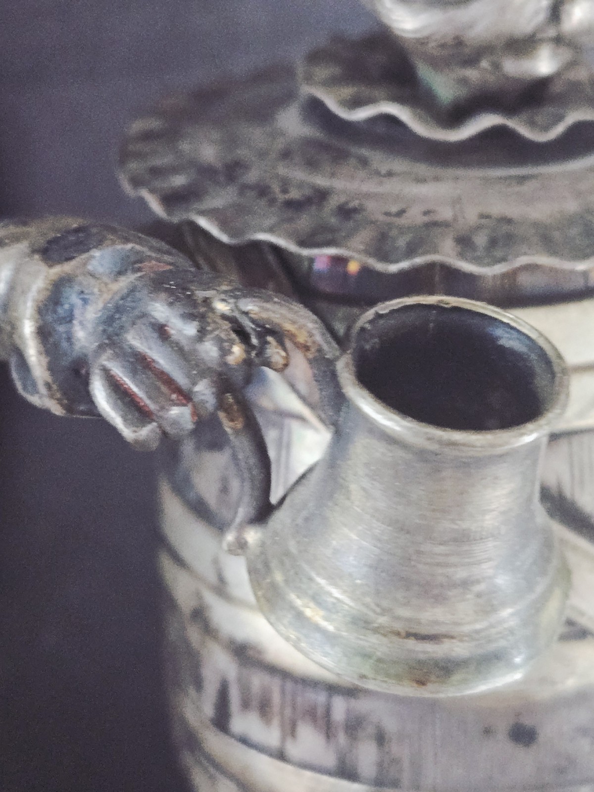 ANTIQUE HANAU GERMAN STERLING SILVER CUP TANKARD BEER STEIN DRUNK MAN FIGURE