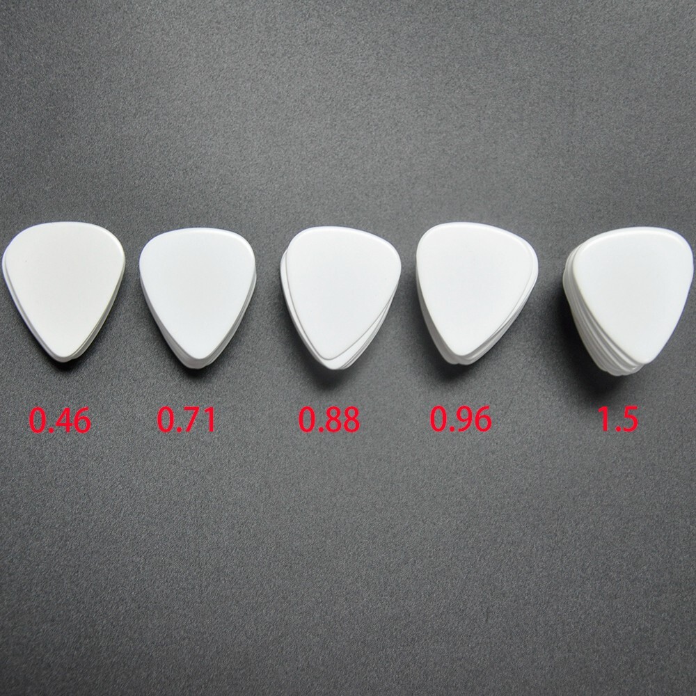 100pcs Solid White Blank Guitar Picks Plectrums Celluloid .46 .71 .88 .96 1.5mm