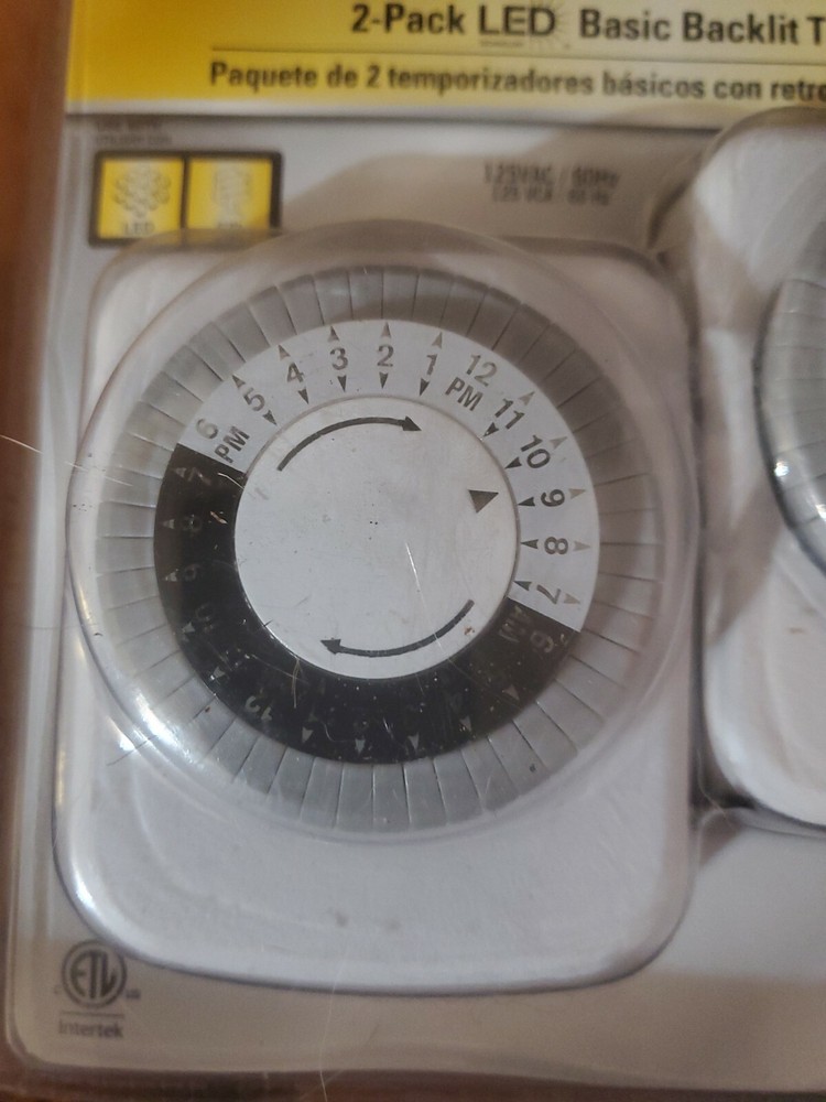 Defiant 2 Pack LED Basic Backlit Timer 24 Hour Mechanical Timer New and Sealed