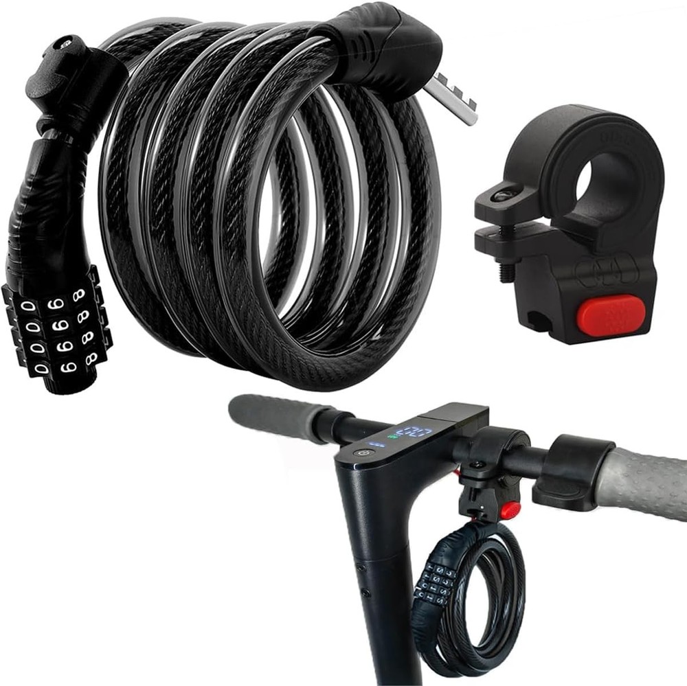 E Scooter Lock, Bike Combination Cable Locks Compatible with Large, Black
