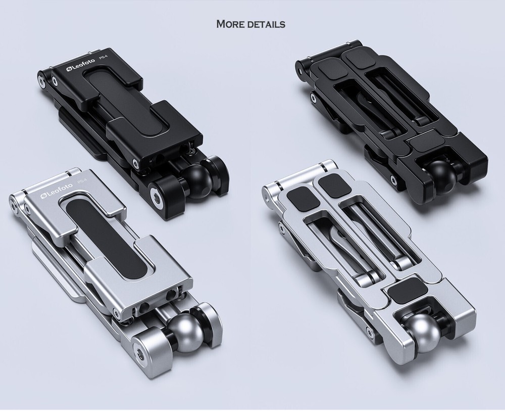 Leofoto PS-4 Foldable Multi-Functional Smartphone Clamp Silver