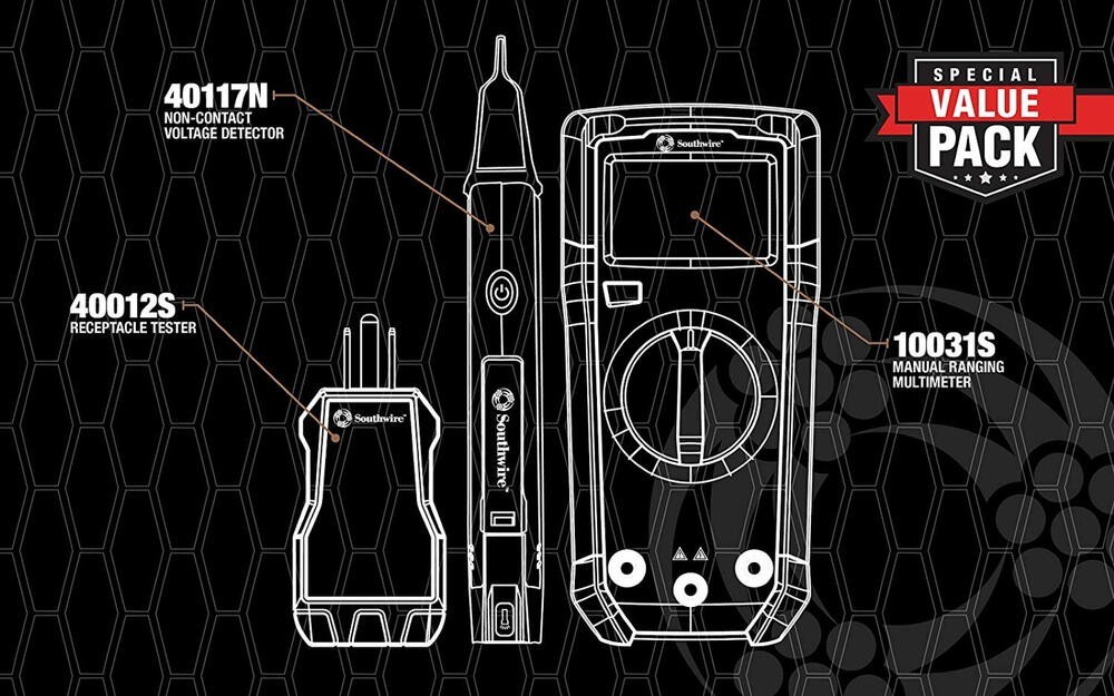 3 Piece Electrical Test Kit Digital Manual Ranging Multimeter LED Indicator