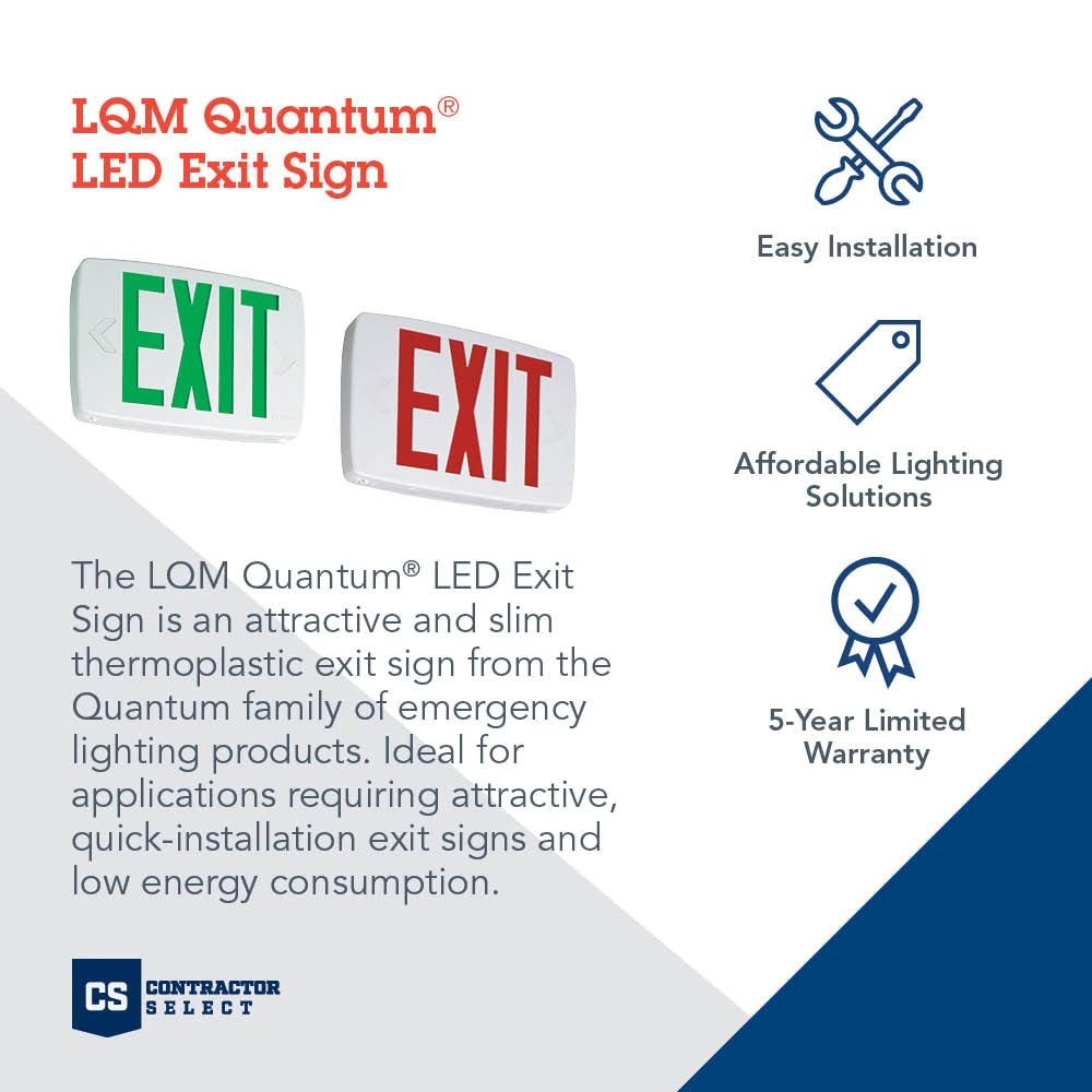 Lithonia Lighting Quantum LED Emergency Exit Sign, Thermoplastic Exit Only Si...