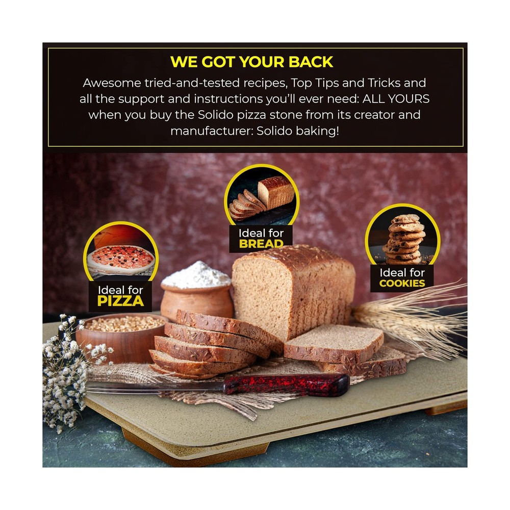 Pizza Stone - Baking Stone. SOLIDO Rectangular 14"x16" - Perfec... FAST USA SHIP