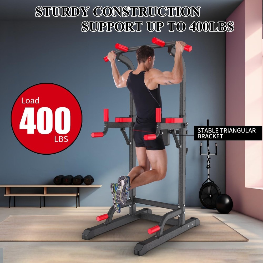 Power Tower Dip Station, Multi-Function Assistive Trainer Pull Up for Home Gy...