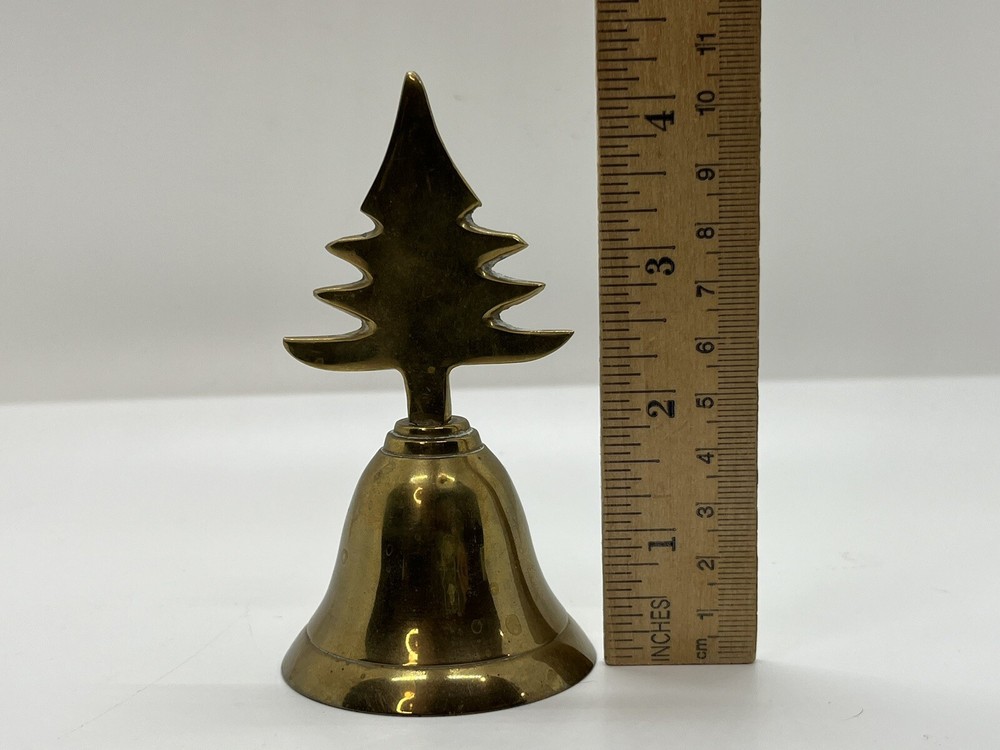 Vintage Solid Gold Brass Christmas Tree Bell 4 1/4”
