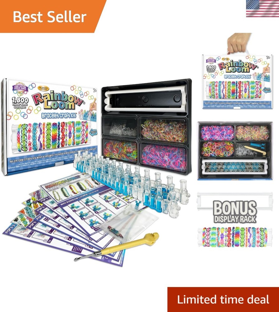 Complete Rainbow Loom Kit with 3600 Rubber Bands & Travel Storage Case