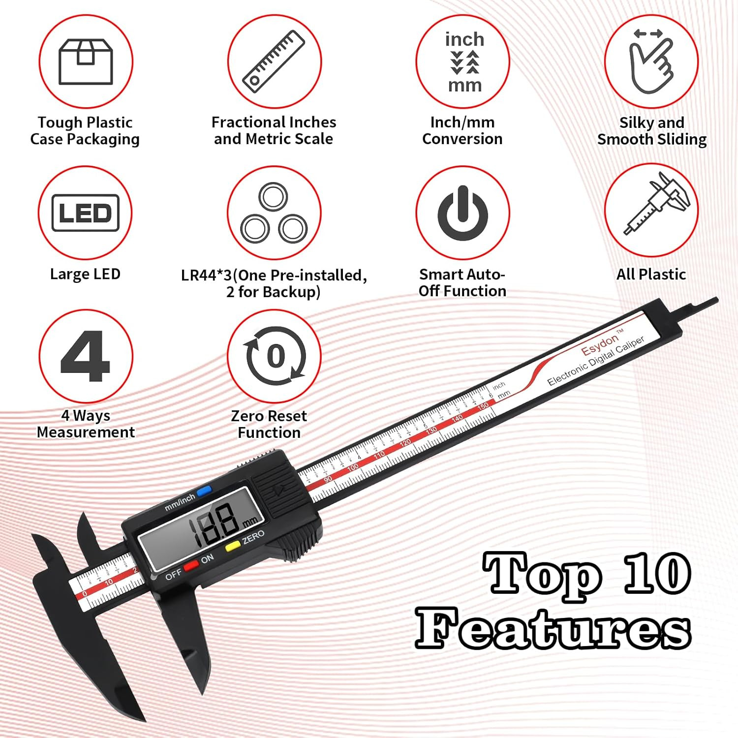 Digital Caliper, Upgraded Calipers 6 Inch, Measuring Tool, Electronic Ruler, wi