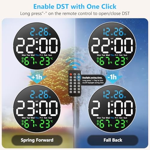 Digital Wall Clock, 10 inch Large LED Display Digital Clock with RGB Multicolor
