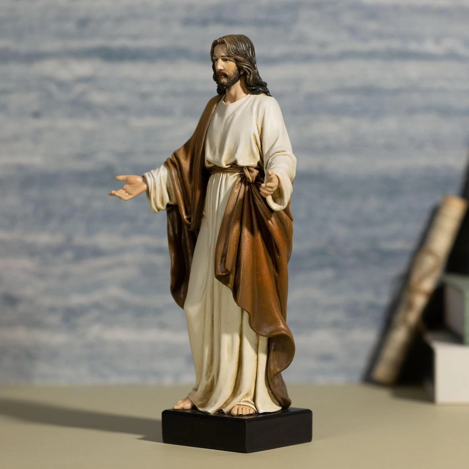 Jesus Statue 12" Hand-Painted Resin Open Arms Christian Religious Home Decor
