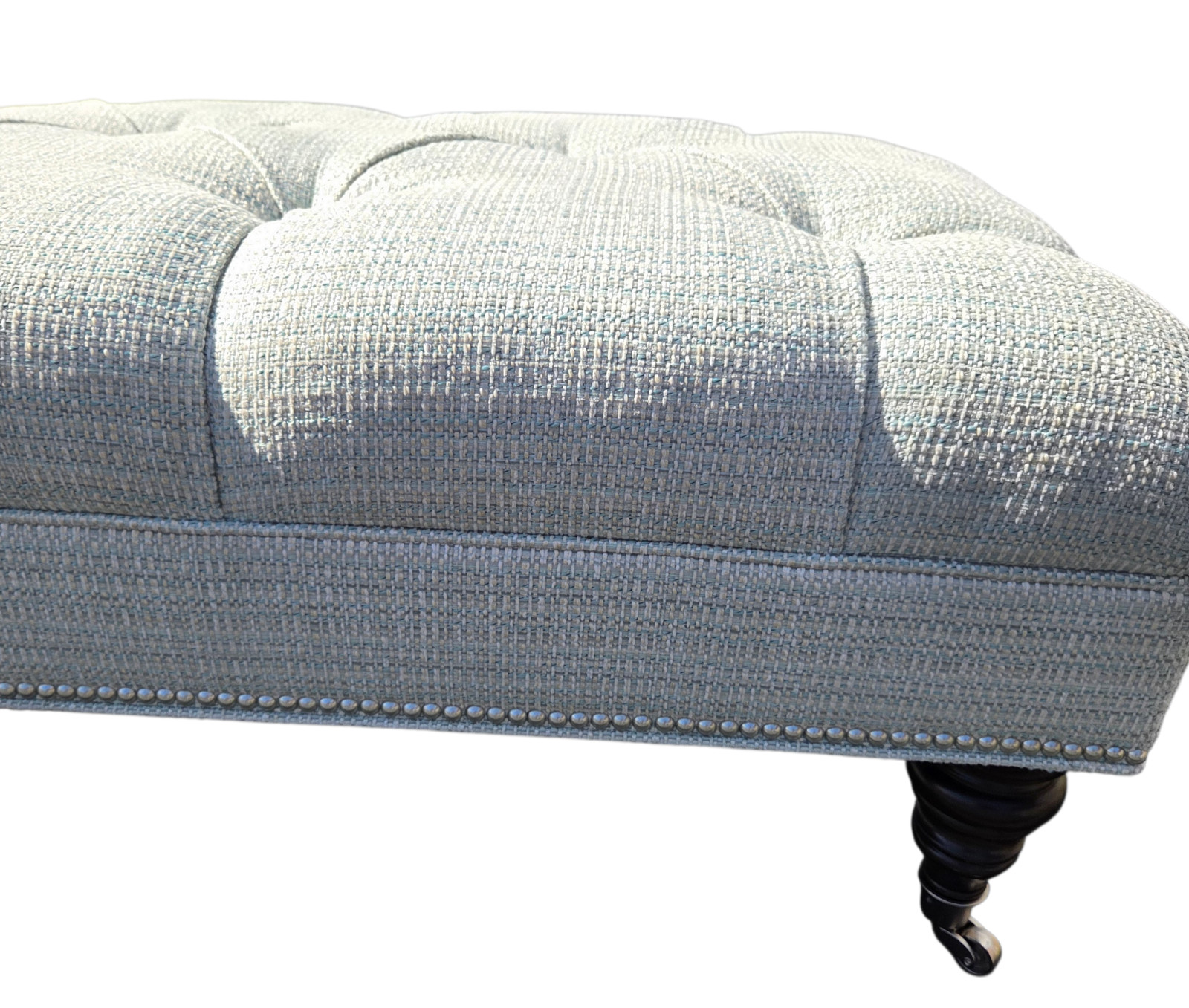 Ethan Allen Anton Chesterfield Style Ottoman Bench Hobb Nail Foot Stool