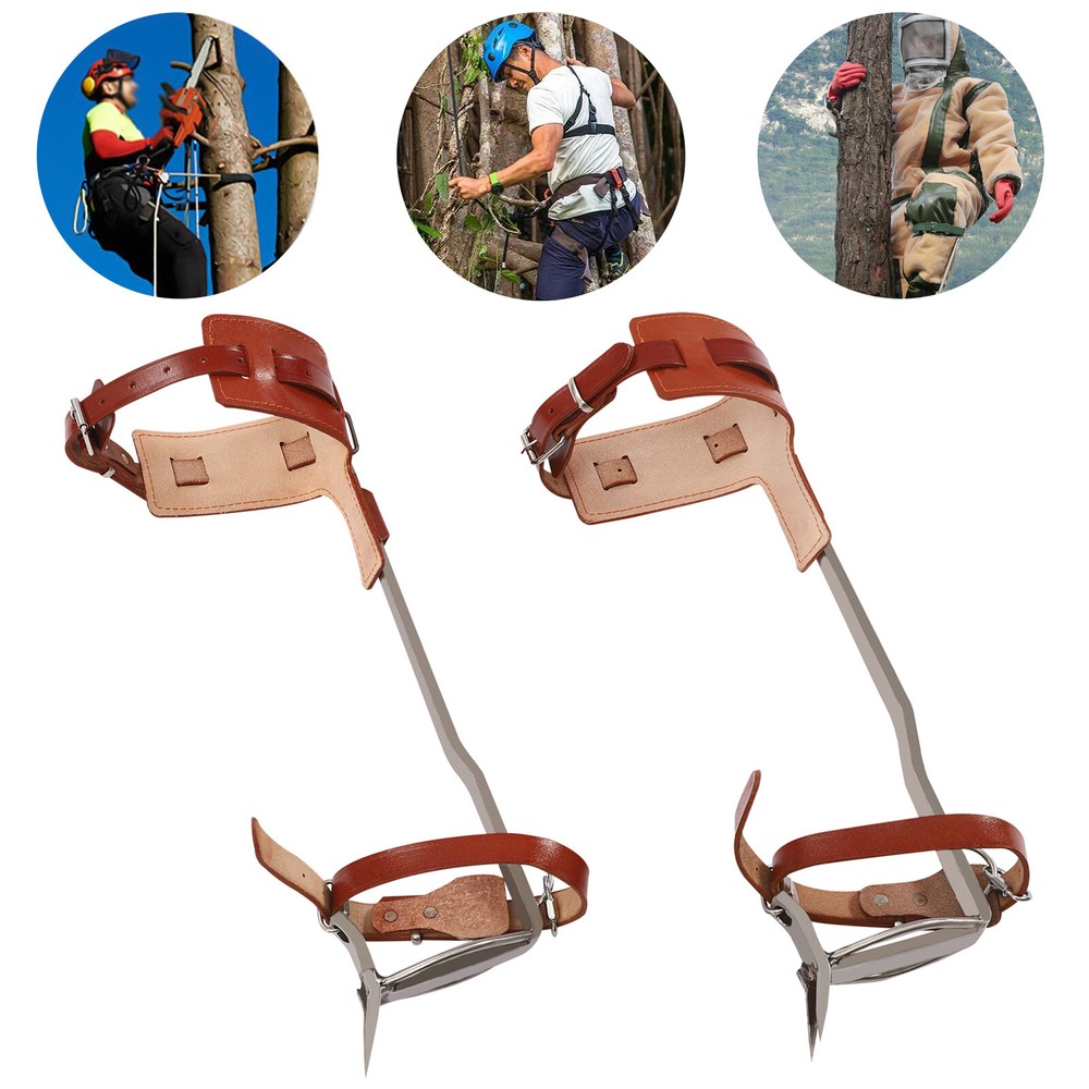 Tree Climbing Spike Set Adjustable Pole Climbing Spurs Tool Climber Strap Gaffs