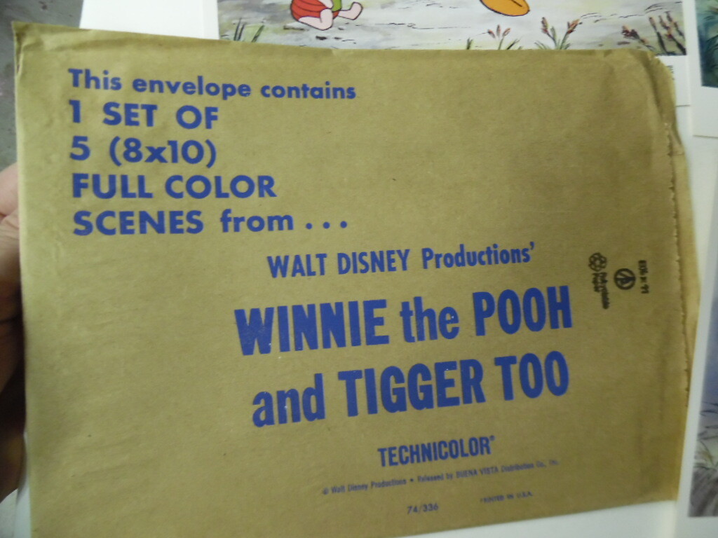 1974 WINNIE THE POOH AND TIGGER TOO Mini Lobby Card Set + Sleeve Walt Disney VG+
