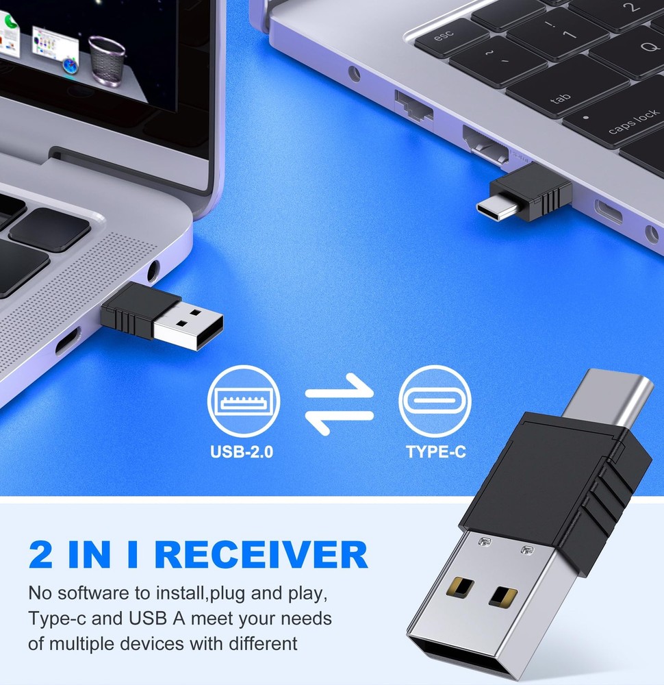Wireless Presenter Remote with Air Control, Rechargeable USB A&C Presentation...
