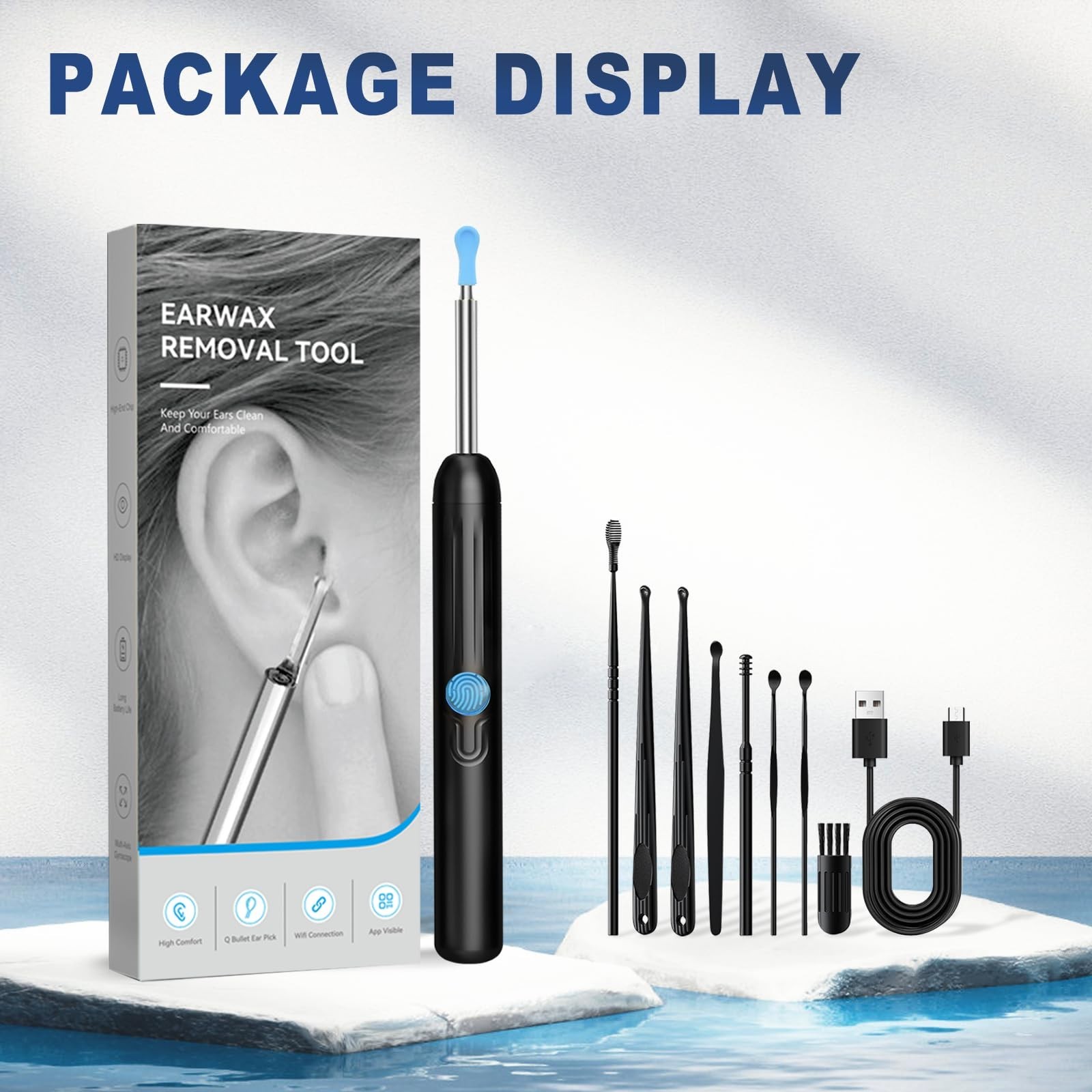 Wireless Ear Wax Remover Set, 1296P Camera HD Ear Endoscope Spoon Pick Tools.