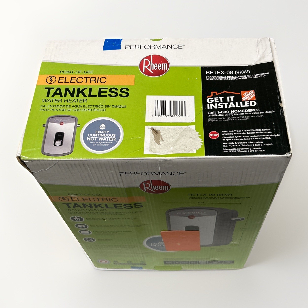 Rheem RETEX-08 8kW 240V Point Of Use Electric Tankless Water Heater