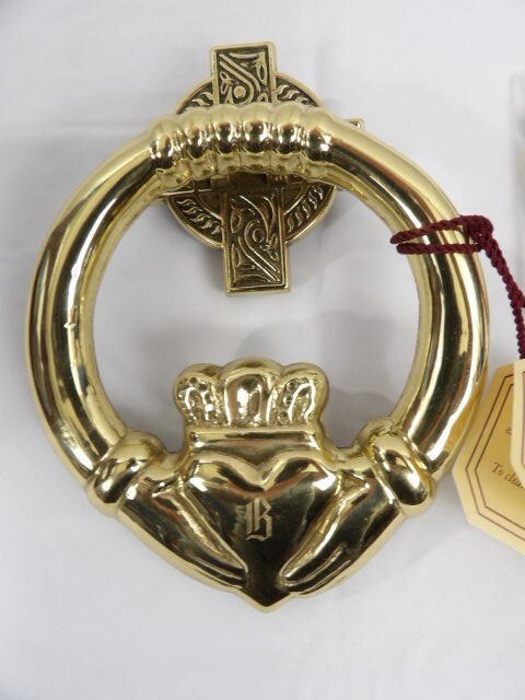 Large Claddagh Celtic Heart in Hands Solid Brass Doorknocker With Engraved B