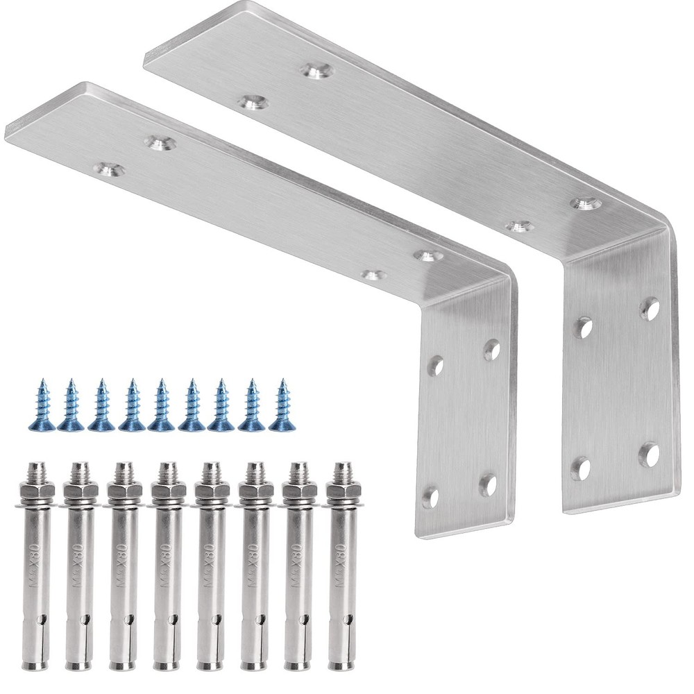 YUMORE Shelf Bracket 8 inch, Heavy Duty (1/5") Thick Solid L Brackets, Max Lo...