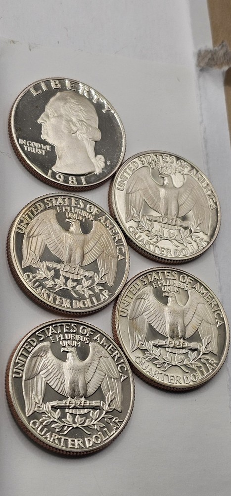 (5)-[FIVE]-UNIQUE 1981 S Type 2 Washington Quarter Proof 25 cent US Coin