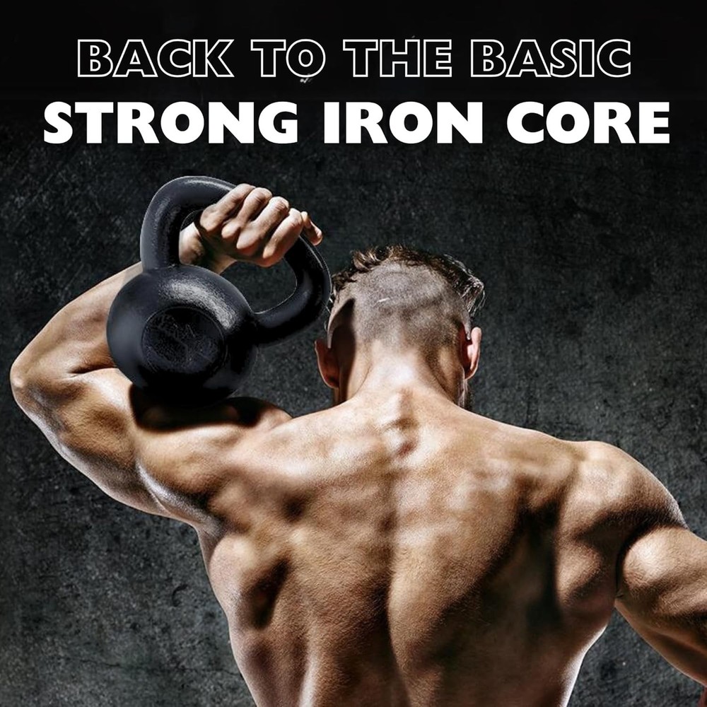 5-80 lb Solid Cast Iron Kettlebell Set for Full Body Strength Training Workouts
