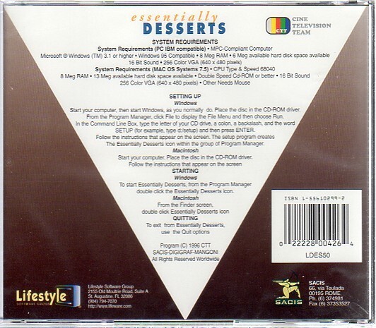 Essentially Desserts CD-ROM for Win/Mac - NEW Sealed JC