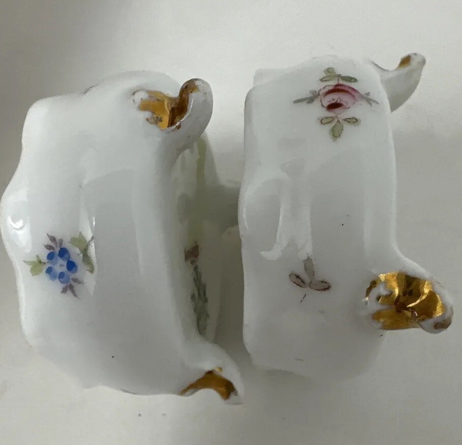 Tiny, Footed Porcelain Open Salt Dip, Cellar, Dish 1.5" Antique