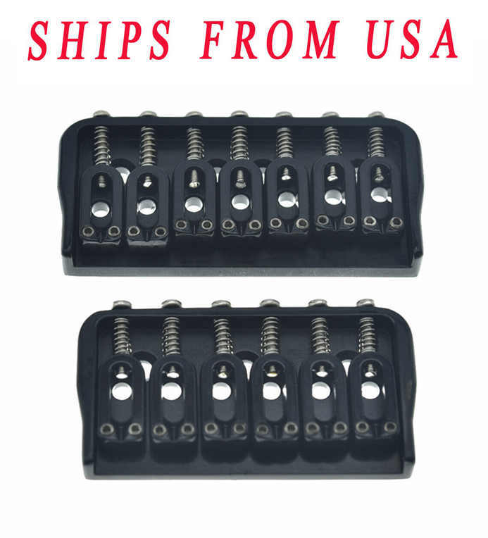 KAISH Black 6 String/7 String Guitar Fixed Bridge Hardtail Bridge for Strat/Tele