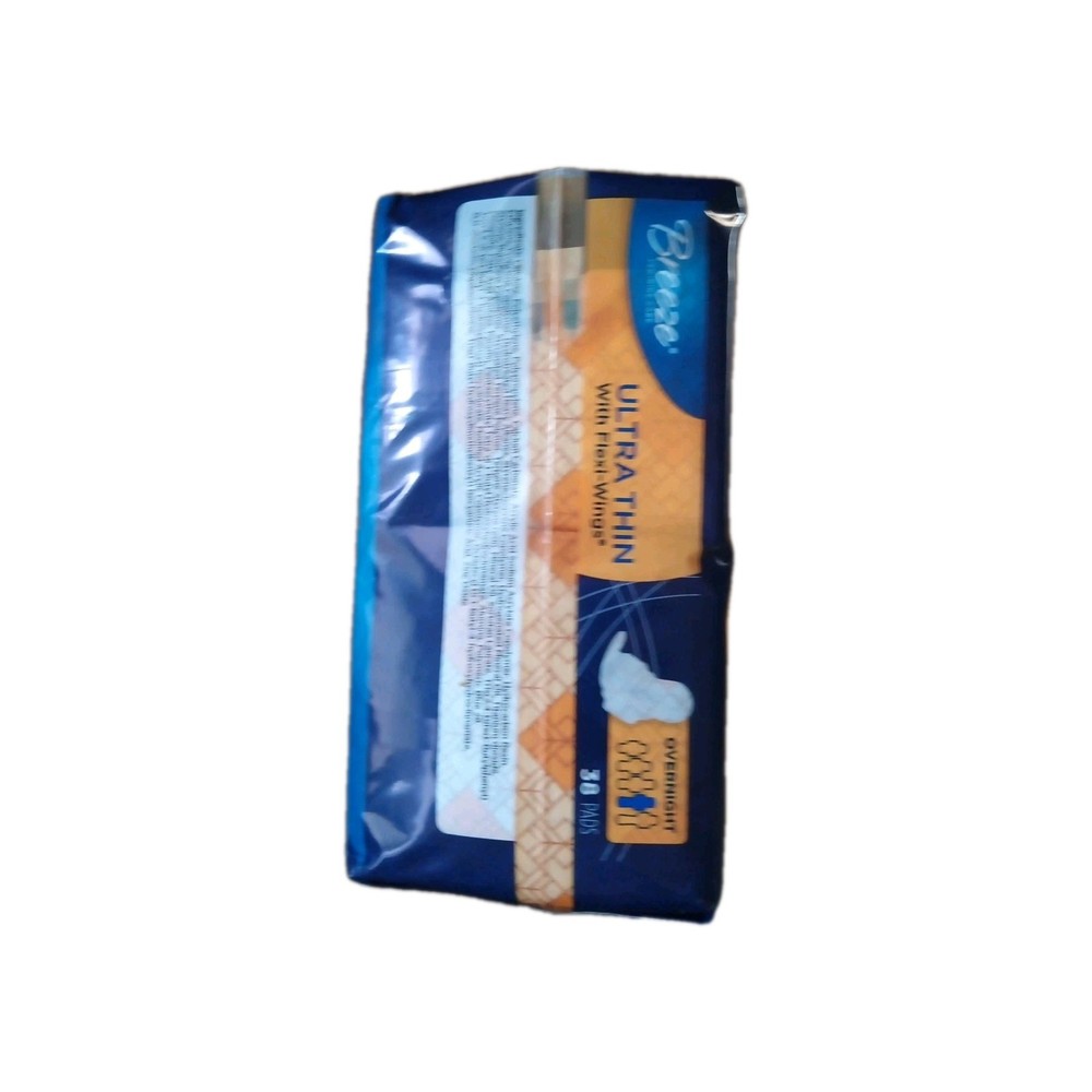 Breeze Ultra Thin Size 4 Overnight Pads With Wings 3 Pkg 38 Count Each