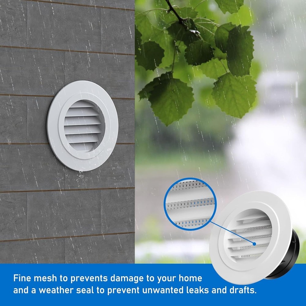 White 4-Inch Round Soffit Vent Cover with Fly Screen