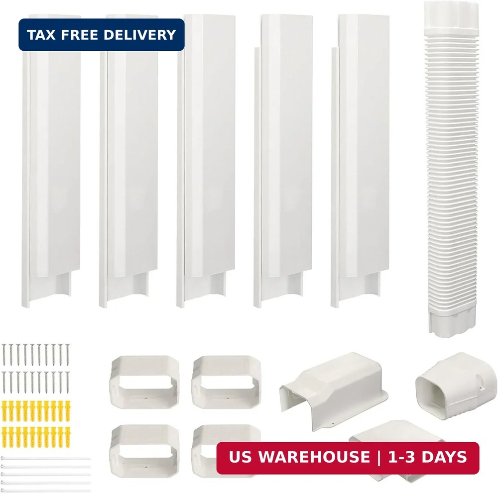 4" 10Ft Mini Split Line Set Cover, Plastic Line Kit for Outside Units, Mini Spli