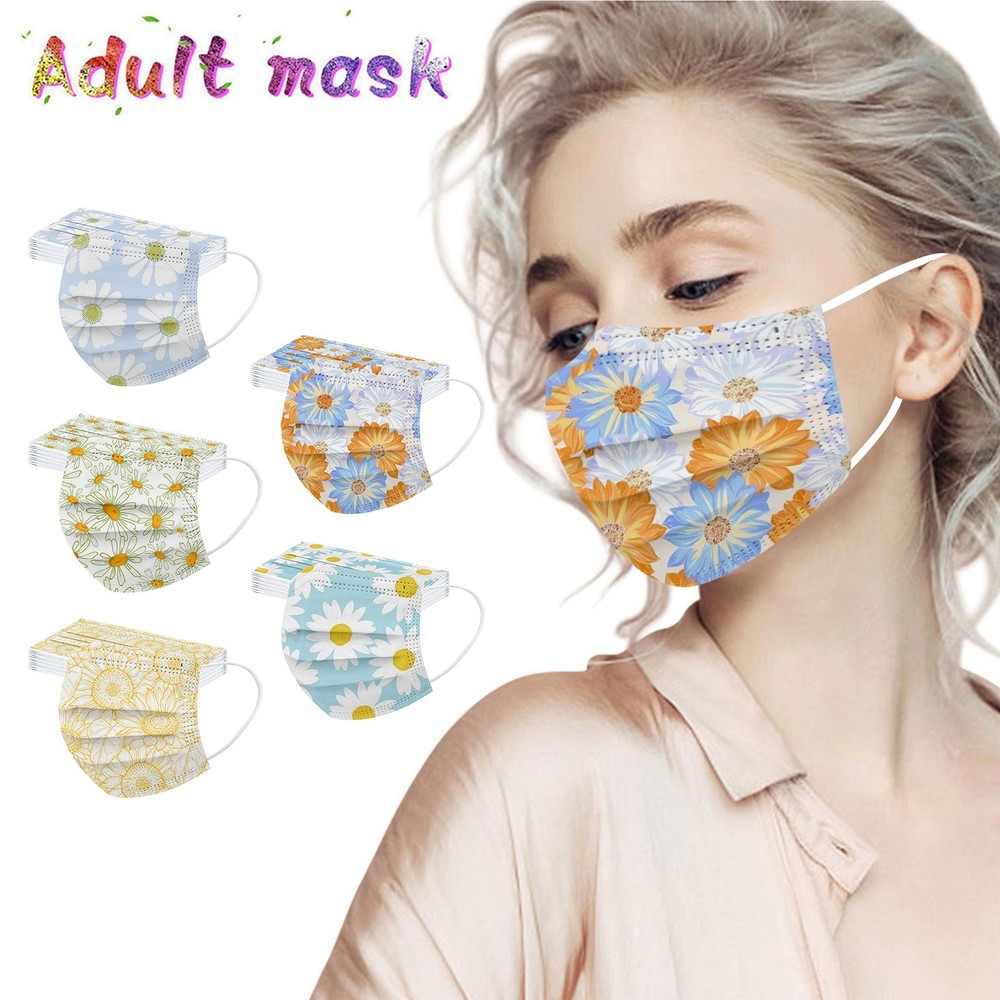 Adult's Three-Layer Protective Dust-Proof Cartoon Print Disposable Mask
