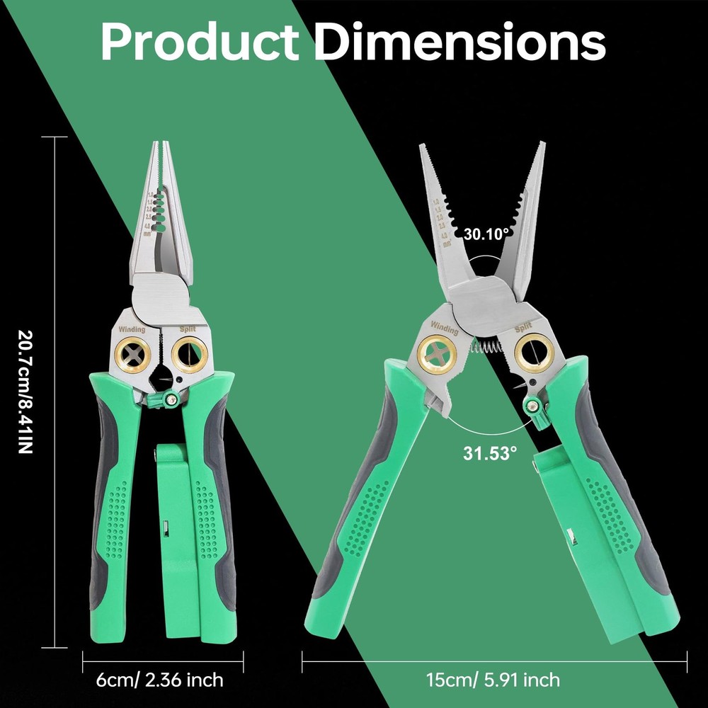 8 in 1 Wire Stripper with Voltage Tester, Pliers Green
