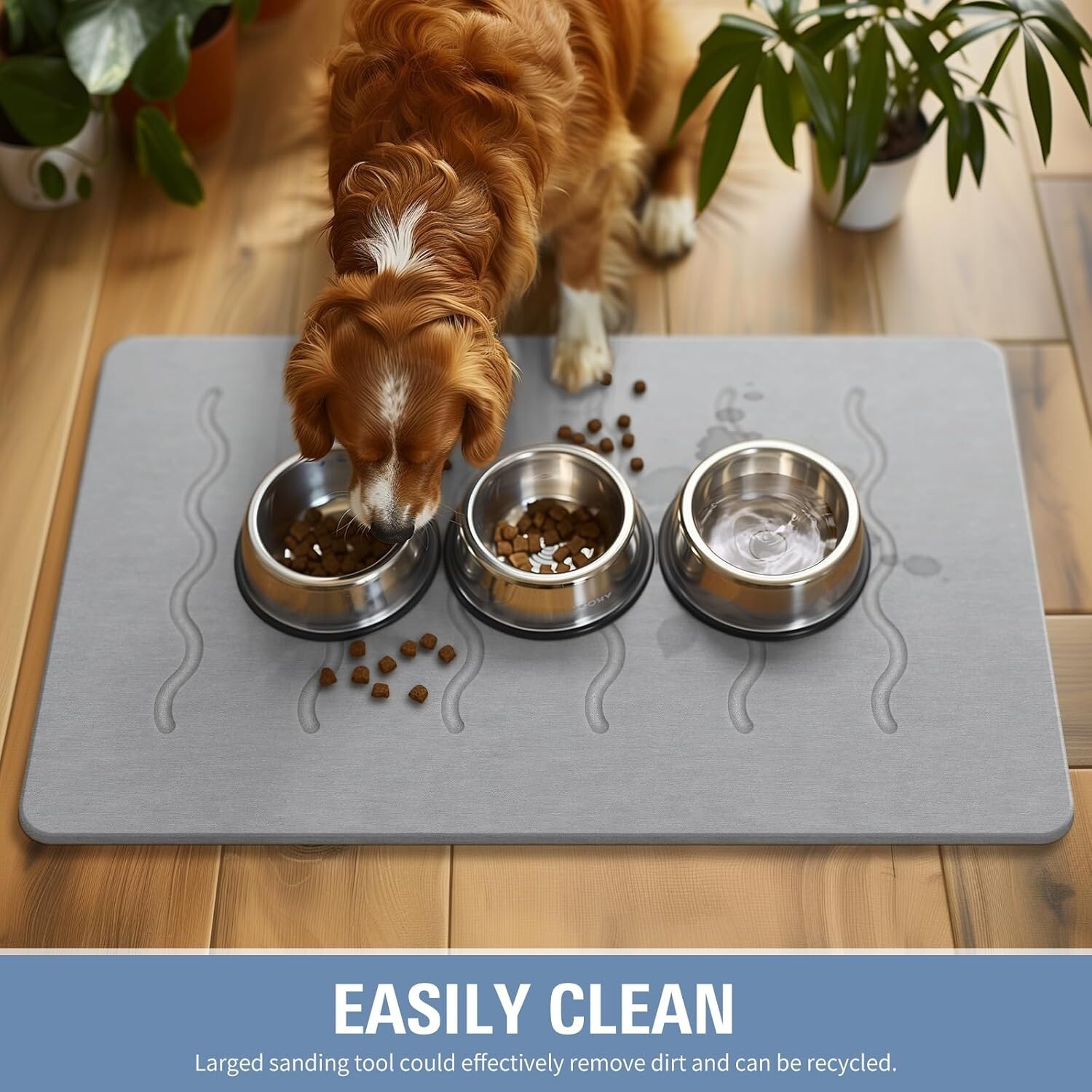 Large Stone Bath Mat, 32''x20'' Non-Slip Diatomaceous Earth Stone Quick Drying