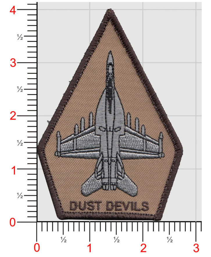 NAVY VX-31 DUST DEVILS EA-18 GROWLER RHINO TAN EMBROIDERED HOOK & LOOP PATCH