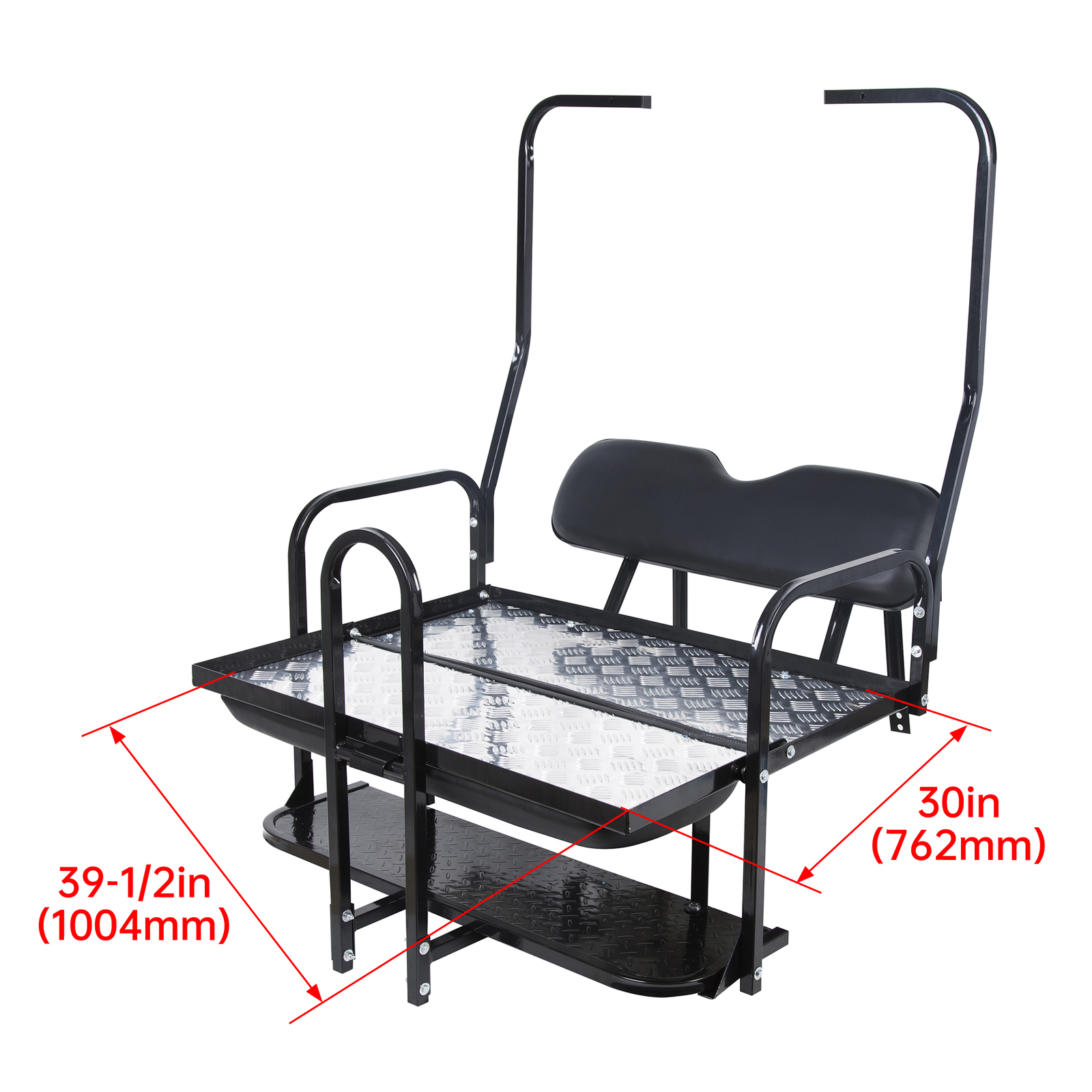 Rear Seat Kit w/ Grab Bar for Club Car DS (1982-2000.5) Golf Cart - Black