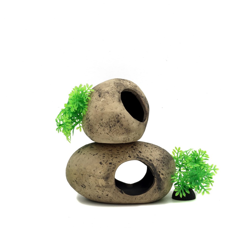 ALEGI Stackable Aquarium Ceramic Decorations Rock Caves,Betta Fish Tank Stone