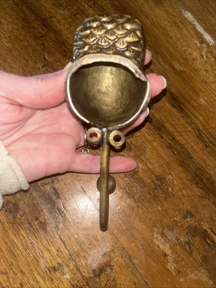 Antique brass owl hook hanger
