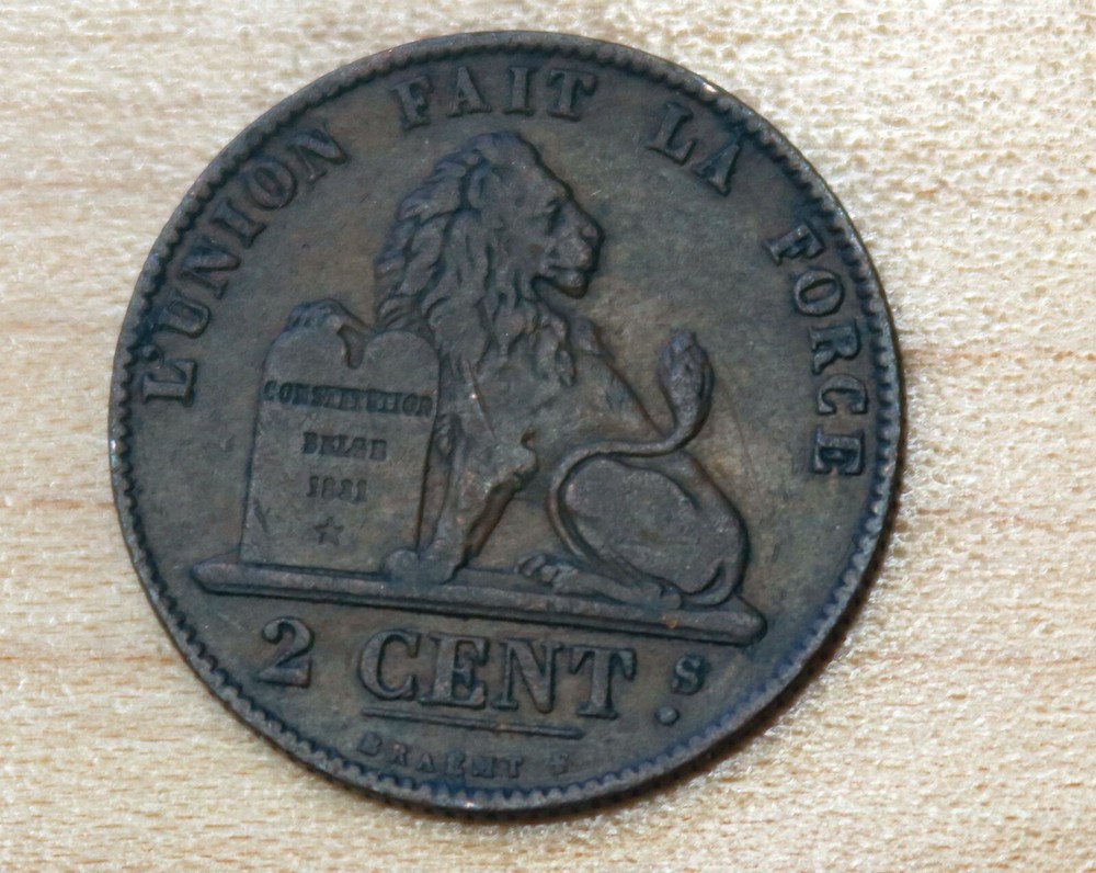 1845 Belgium 2 Centimes Leopold I