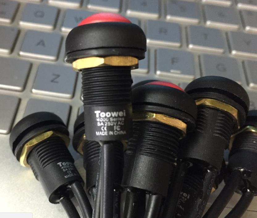 1pcs 12mm Waterproof Push Button self-locking Switch with Cable A4127 5A 250V