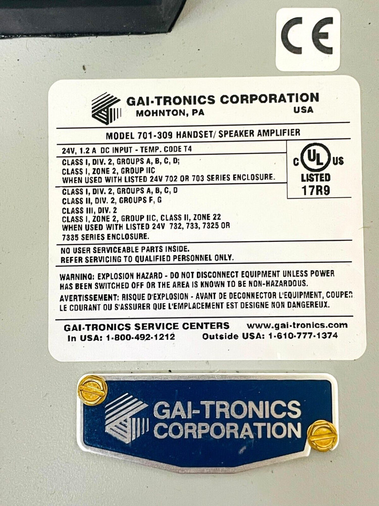 GAI-TRONICS 701-309 Handset Speaker Amplifier