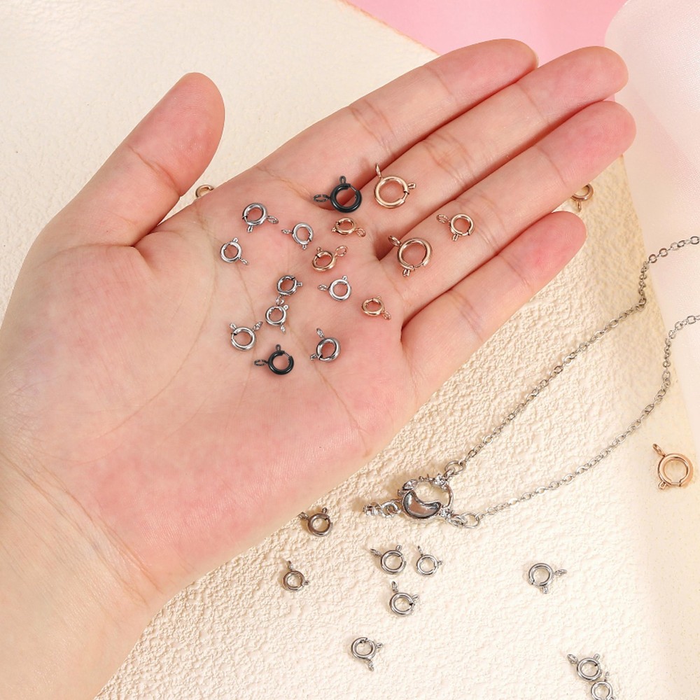 Spring Clasp, 80Pcs 6/5mm Spring Ring Clasp for Jewelry Making, Silver