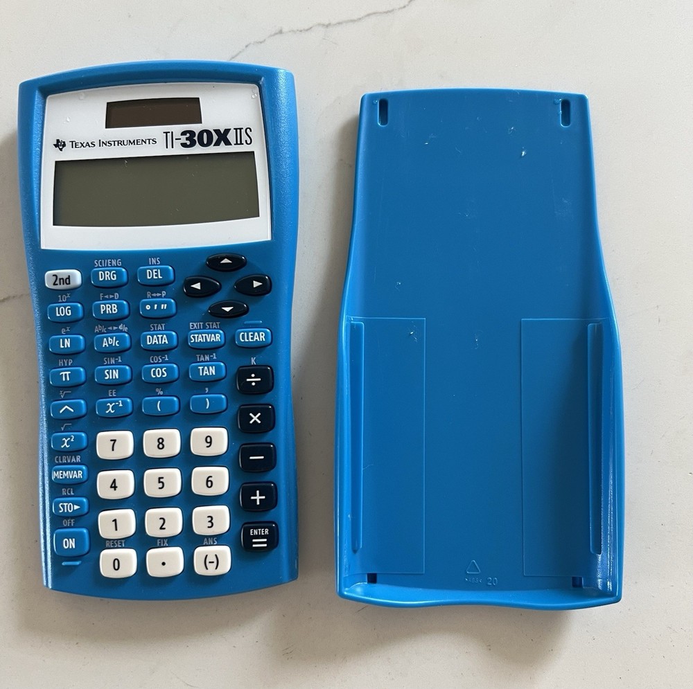Texas Instruments TI-30XIIS scientific calculator in blue