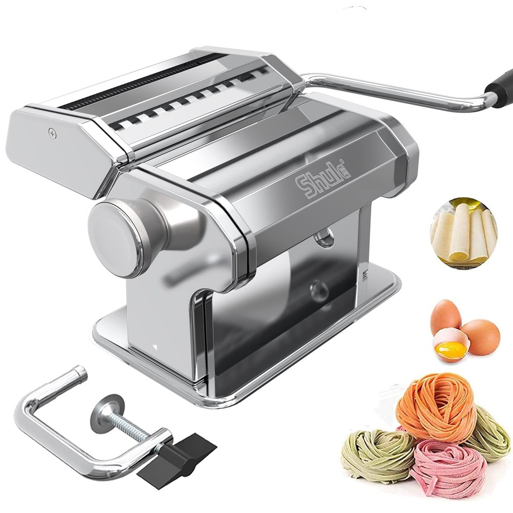 Shule Pasta Maker Machine Stainless Steel Manual Noodle Makers Include Pasta ...