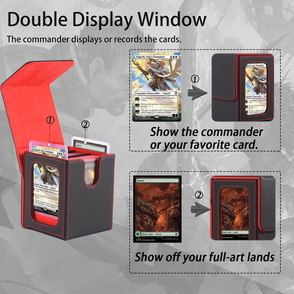 MTG Deck Box, Double Display Window MTG, Commander Deck Box Fits 120+ Single ...
