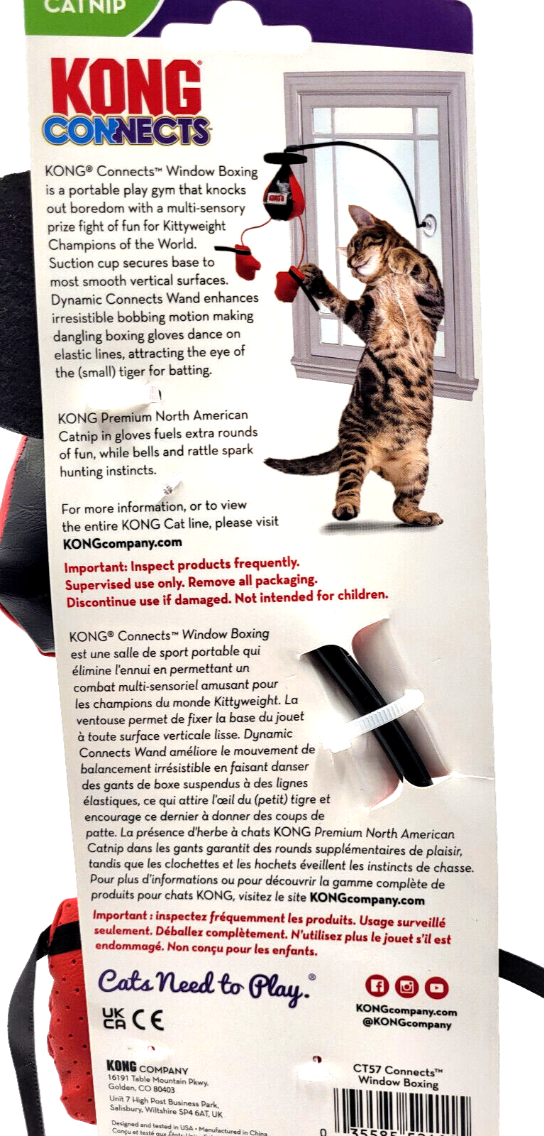 KONG Connects Boxing Punching Bag 12" Interactive Bat A Bout Catnip Cat Toy