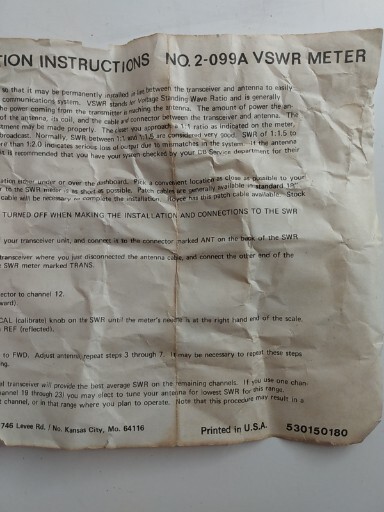 Royce In Line SWR Meter No Bracket Or Cable UNTESTED